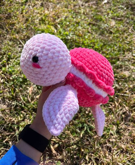 Crochet Macaron Turtle Plushie Amigurumi Stuffed Animal Valentines Day