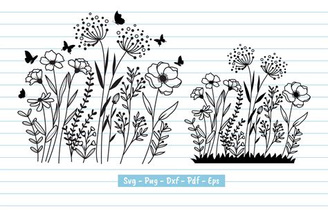 Wildflower Svg Files Flower Meadow Svg Flower Svg Flower Etsy