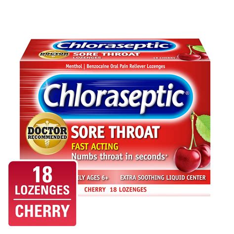 Chloraseptic Sore Throat Lozenges Cherry Flavor Count Walmart