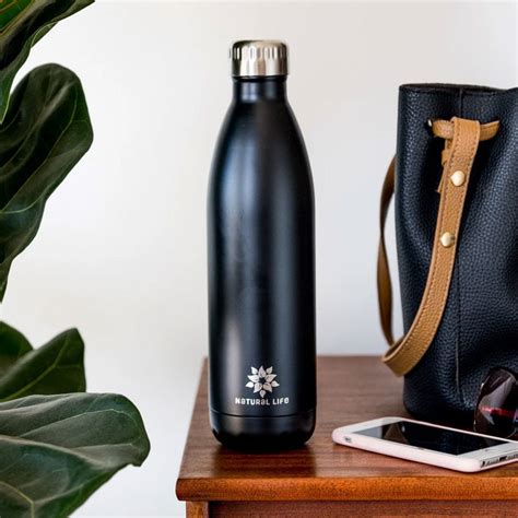 Stainless Steel Water Bottle – Black – Online | Natural Vibrance Life