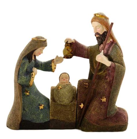 Trio créche de Noël Divin enfant Jesus Marie Joseph en resine D5 3845