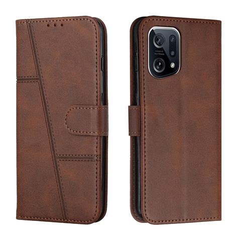 For OPPO Find X5 Pro Stitching Calf Texture Buckle Leather Phone Case