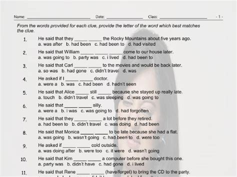 Reported Speech Multiple Choice Worksheet Teaching Resources