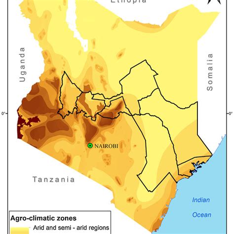 Agro Ecological Zone Map For Kenya Showing The Counties Outlined In