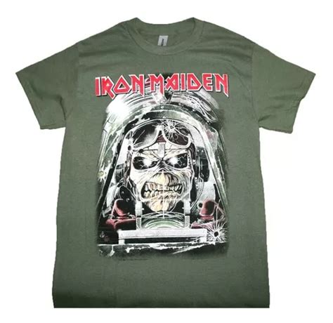 Gusanobass Playera Metal Rock Iron Maiden Aces High Verde Cuotas Sin