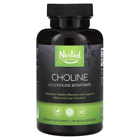 Nested Naturals Choline L Choline Bitartrate 90 Vegan Capsules