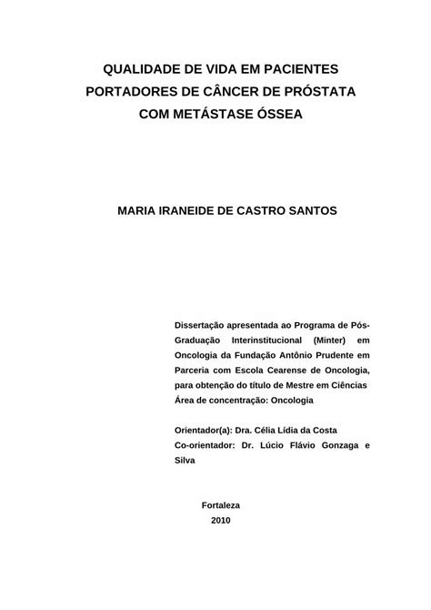 PDF QUALIDADE DE VIDA EM PACIENTES PORTADORES DE CÂNCER DE bvsms