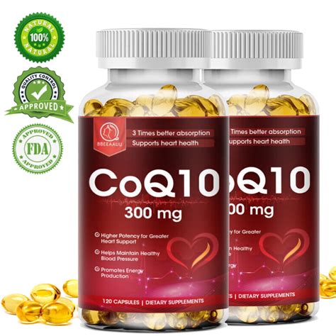 2 Pack Beau Coq10 Coenzyme Q10 300 Mg Softgels Vegetarian Capsules Support Heart Health