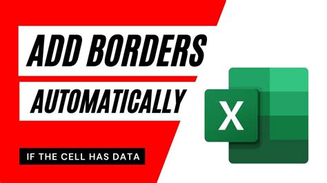 How To Add Borders Automatically To Cells In Excel Youtube