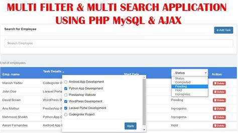 How To Make A Multi Filter And Multi Search Application Using Php Mysql