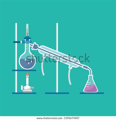 Simple Distillation Model Chemistry Laboratory Vector Stock Vector