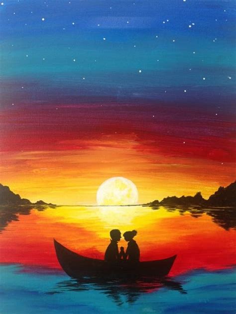 Beautiful Wood Painting Art Ideas Buzz Sunset Painting Shadow