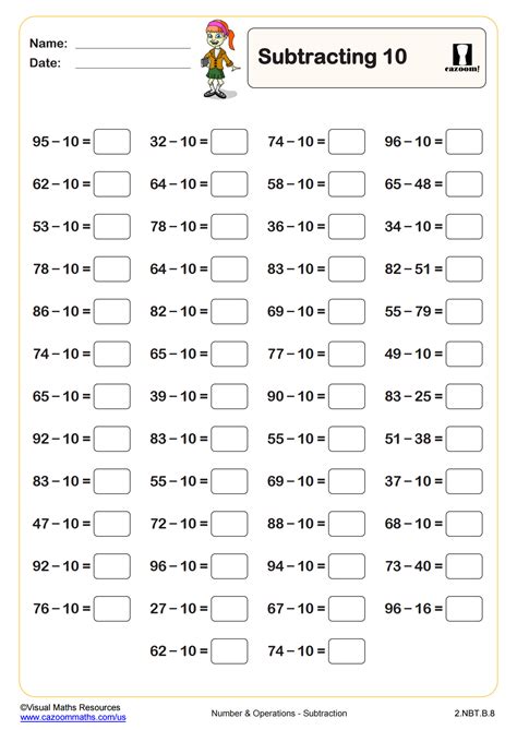 Subtracting From 10 Drills Worksheet 20 Questions Pdf Worksheets Library