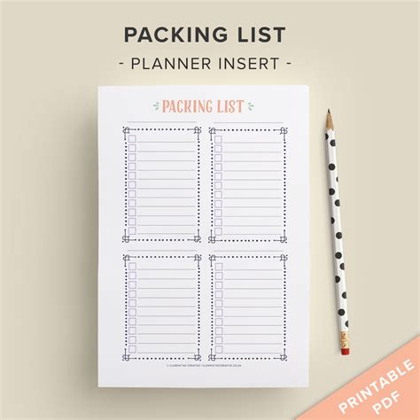 Printable Packing List Template For Your Planner