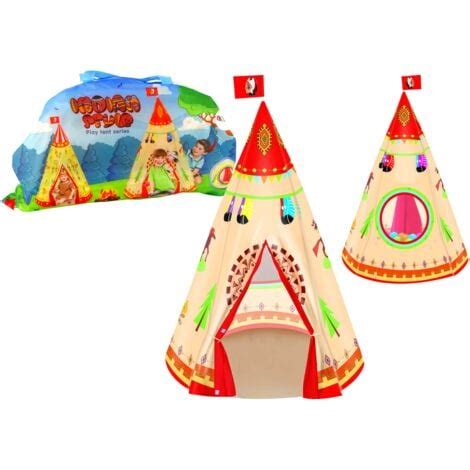 Tente tipi pour enfants style jardin indien crème 160 cm x 105 cm