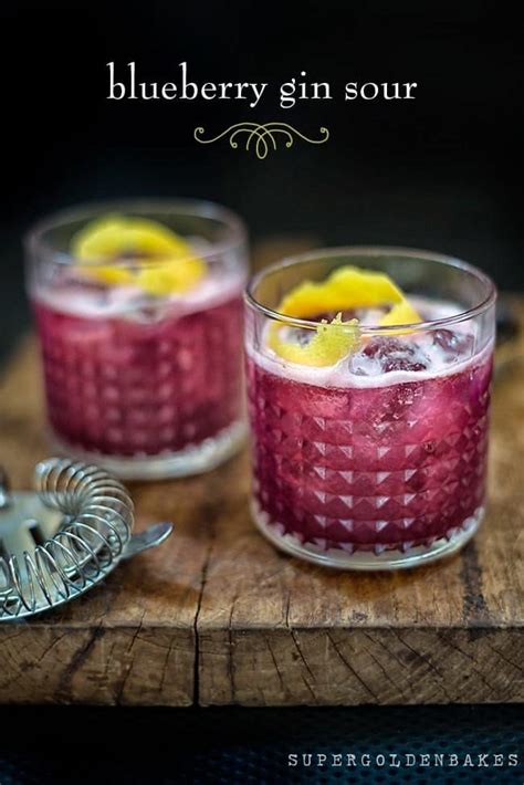 Blueberry Gin Sour Cocktail Supergolden Bakes