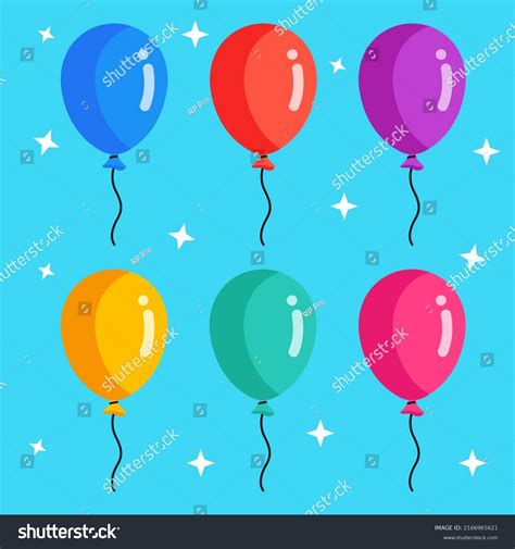 Balloon Cartoon Style Bunch Balloons Birthday Stock Vector Royalty Free 2166965621 Shutterstock