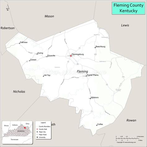 Map Of Fleming County Kentucky Where Is Located Cities Population