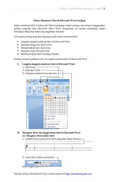 materi lengkap membuat tabel  microsoft word studocu