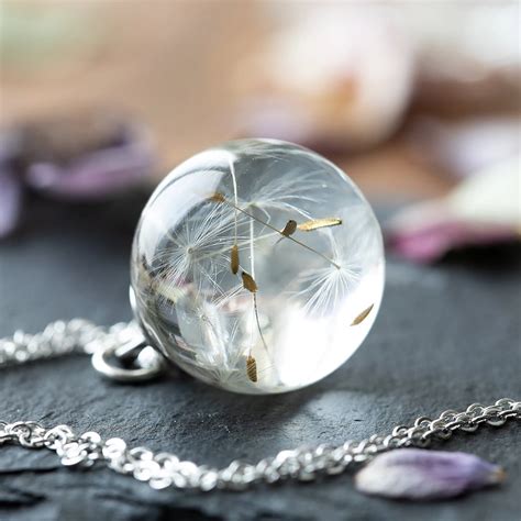 Dandelion Wish Necklace Real Dandelion In Clear Epoxy Resin Crystal