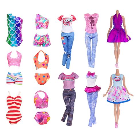 32 PCS Barbie Doll Fashion Kit: Outfits, Dresses, Blouses, Bikinis ...