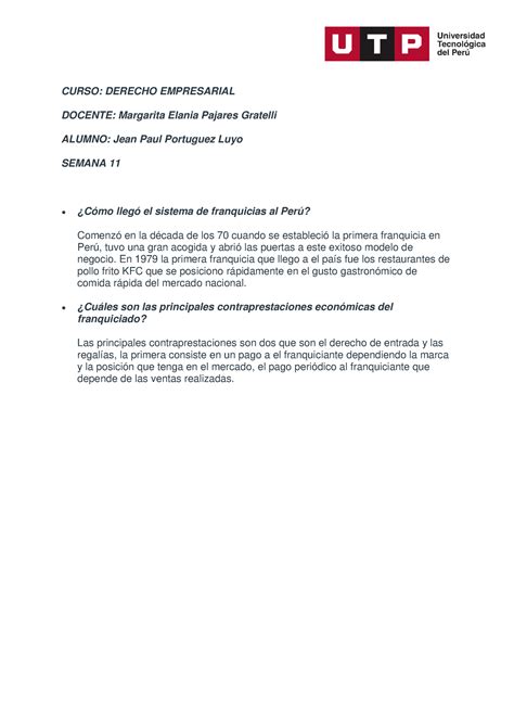 Tarea Semana Derecho Empresarial Curso Derecho Empresarial