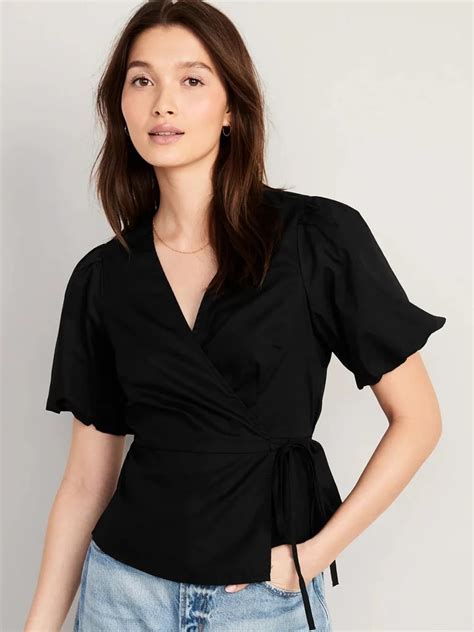 Old Navy Waist Defined Puff Sleeve Tie Wrap Blouse Best Blouses From Old Navy To Shop In 2023