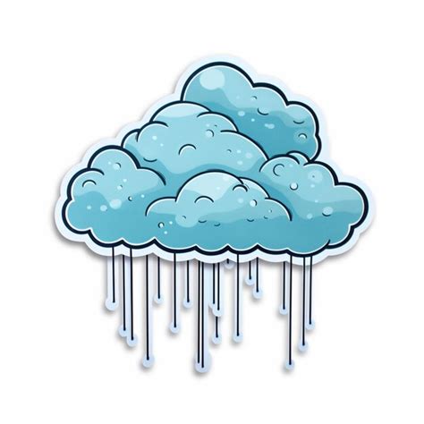 Premium AI Image | Cartoon cloud with rain sticker on white background