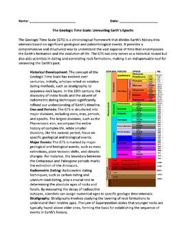 Geologic Time Scale Reading Passage And X 10 Questions EDITABLE