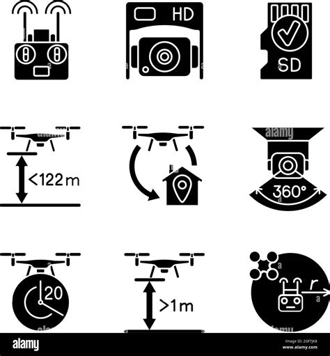 Drone Care Black Glyph Manual Label Icons Set On White Space Stock Vector Image And Art Alamy