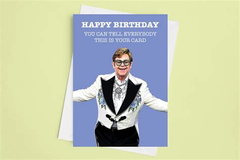 Elton John Birthday Card Meme Card Funny Card Cartoon Card Etsy