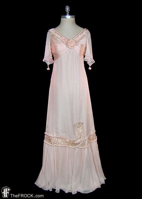 Wedding Dress Antique Edwardian Pink Silk Chiffon Charmeuse Satin