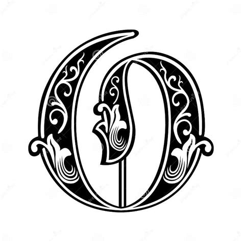 Garnished Gothic Style Font Letter O Stock Vector Illustration Of