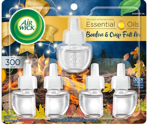 Air Wick Plug in Scented Oil 5 Refills, Bonfire and Crisp Fall Air ...