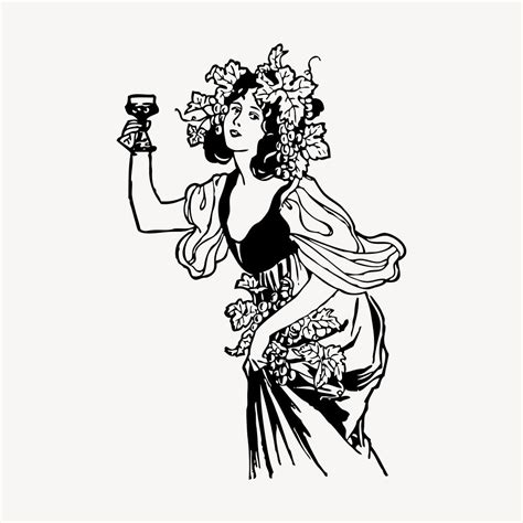 Woman Drinking Wine Clipart Vintage Free Vector Rawpixel