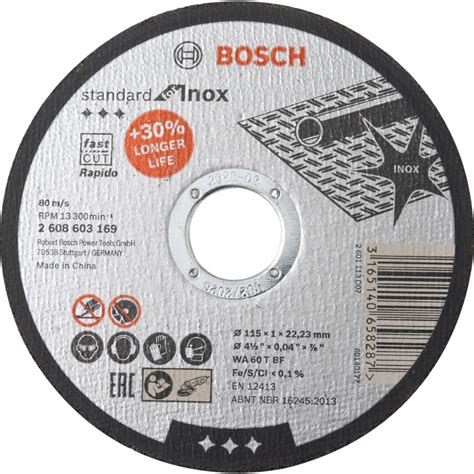 Bosch Cutting Disc Inox 115 X 1 X 22 23mm 260860 At Zoro