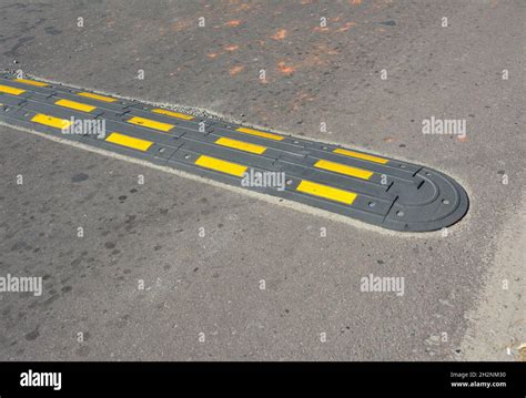 Traffic Safety Speed Bump On An Asphalt Road Speed Bumps Or Speed