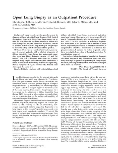 (PDF) Open lung biopsy as an outpatient procedure