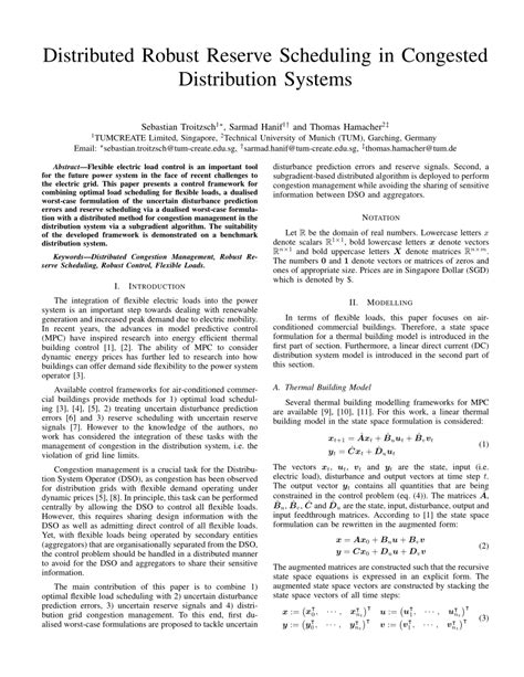 PDF Distributed Robust Reserve Scheduling In Congested Distribution