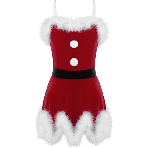 Iixpin Déguisement Mère Noël Enfant Fille Robe Noël Costume Lutin Noël