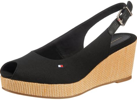 Tommy Hilfiger Iconic Elba Slingback Wedges Fw Fw Black Ab