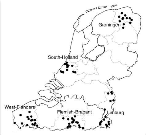 Map of the Dutch language area (the Netherlands and Flanders) and of ...