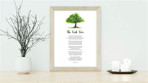 Oak Tree Poem Inspirational Printable Art Nature Wall Art Etsy