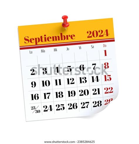 September Calendar Spanish Language Isolated Stock Illustration