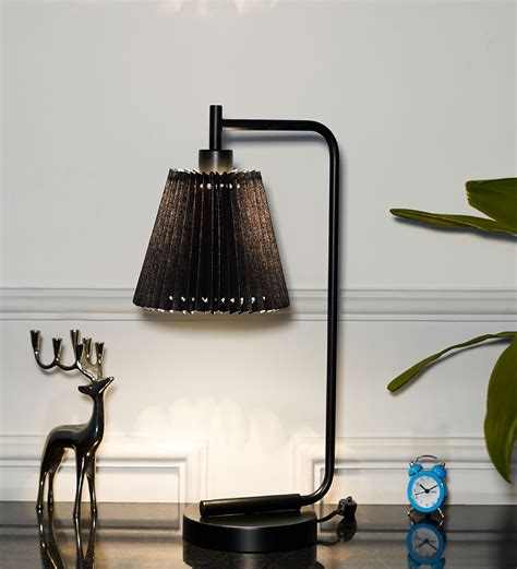 Buy Bond Black Metal Study Table Lamp With Black Pleated Shade At