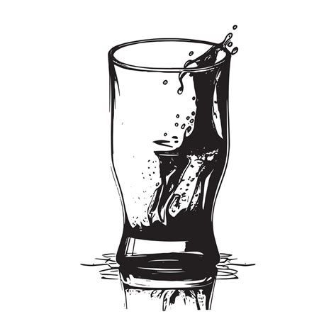 Glass with Water Black Outline Silhouette in Hand Drawing Sketch Style Vector 18975699 Vector ...