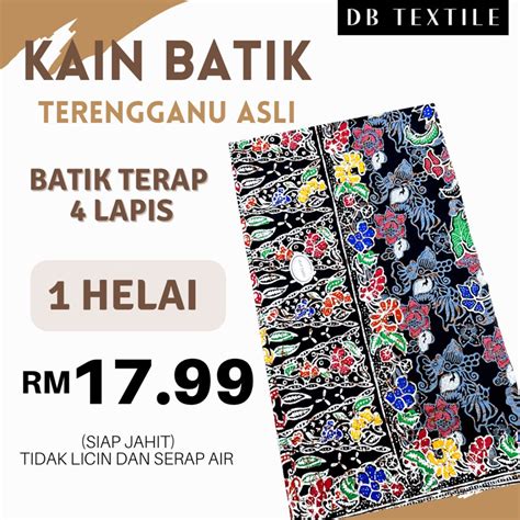 Helai Kain Batik Terengganu Asli Cotton Serap Air Tidak