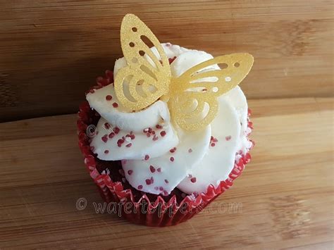 24 Edible Gold Shimmer Wafer Butterflies Cupcake Toppers Cake