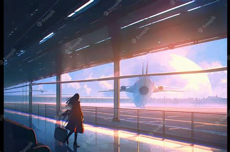 Premium Photo Anime Style Airport