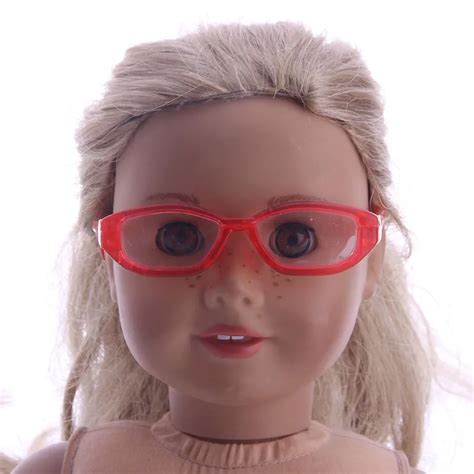 Red Color Doll Eye Glasses For 18 Inch Doll Accessoriesand43cm Doll Accessories In Dolls